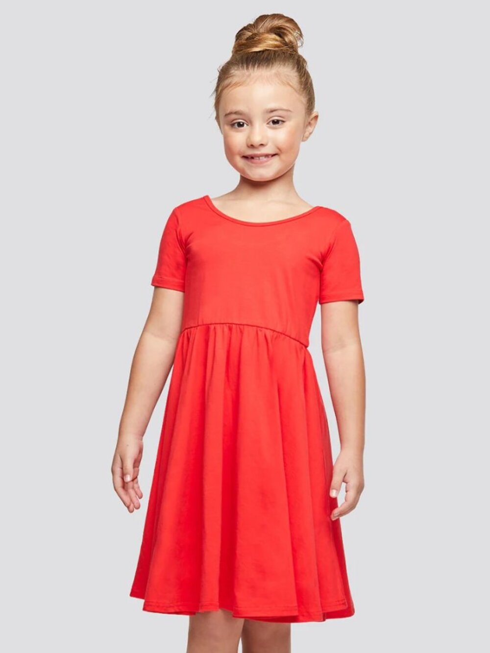 Stelle - Red Short Sleeve A-Line Twirly Dress with Criss-Cross Back, Girls' 5T